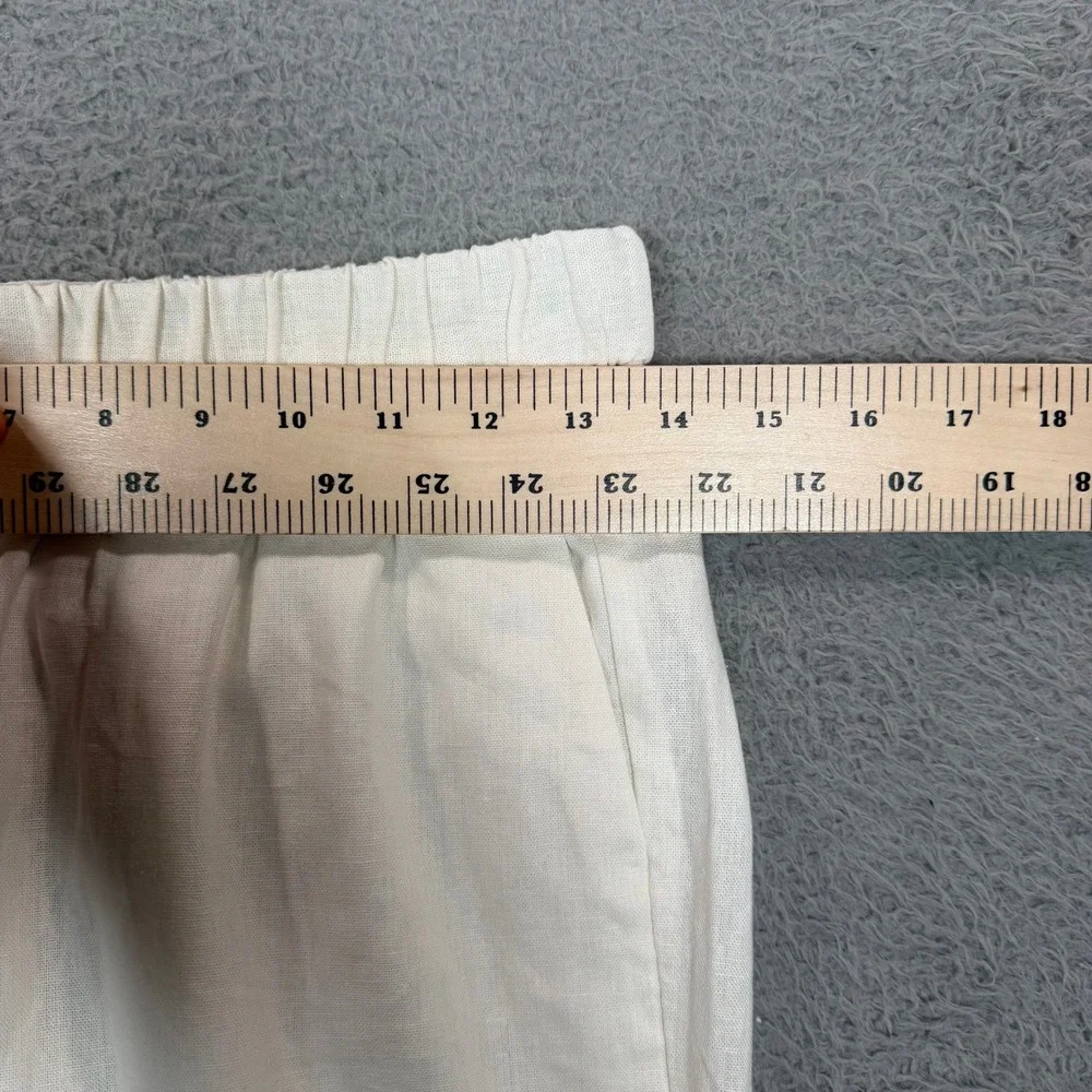 Banana Republic Womens White Linen Blend Straight Leg Elastic Waist Pants XS NEW